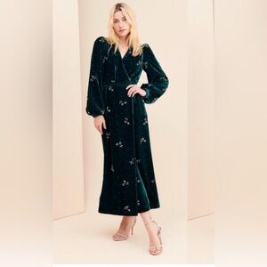 Divine Heritage Crystal Velvet Wrap Sequin Gown